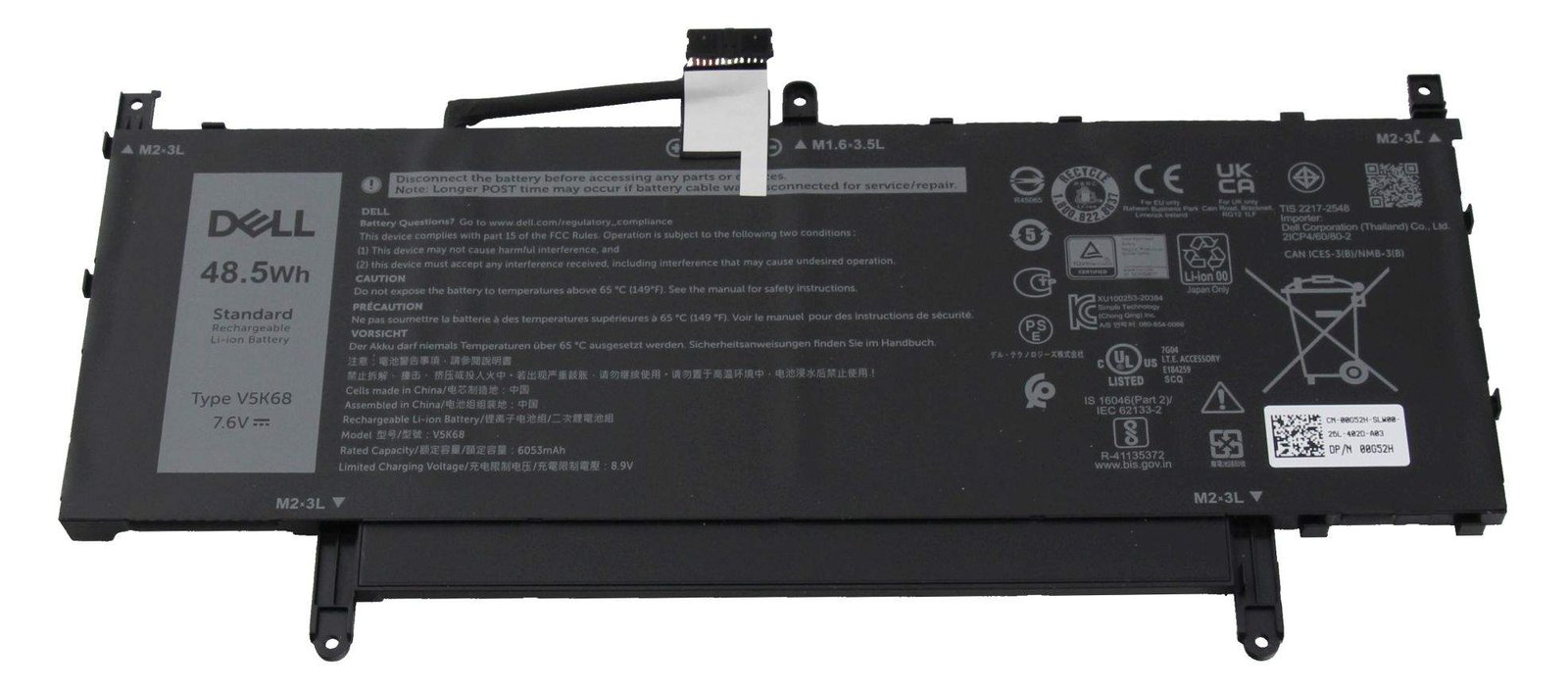 Dell V5K68 Akku 48.5Wh Original 4 Zellen - Akku - 6.053 mAh