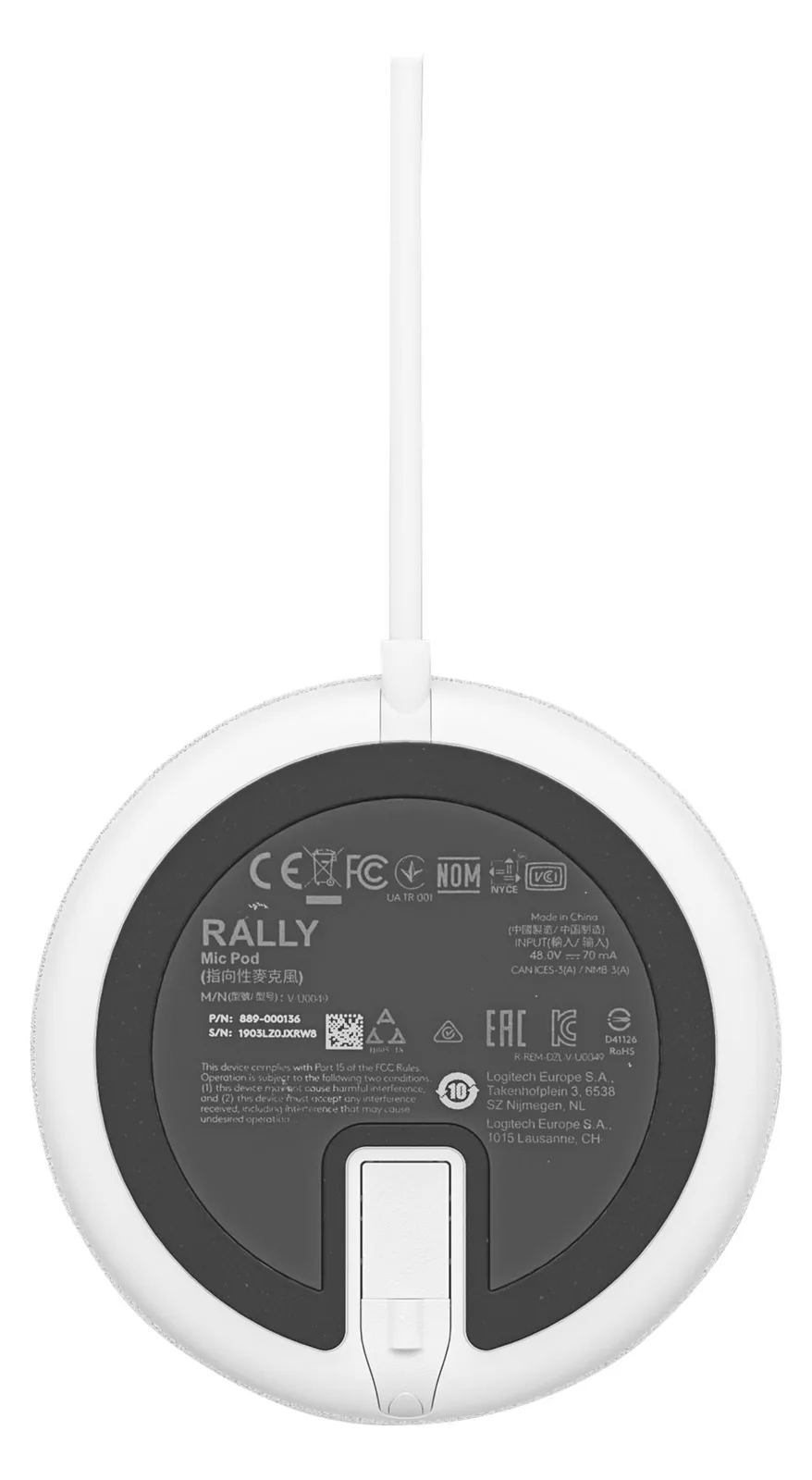 Logitech Rally Mic Pod - Mikrofon - weiß - Skype-zertifiziert, Zoom Certified, Cisco Webex Certified, Ansicht 4