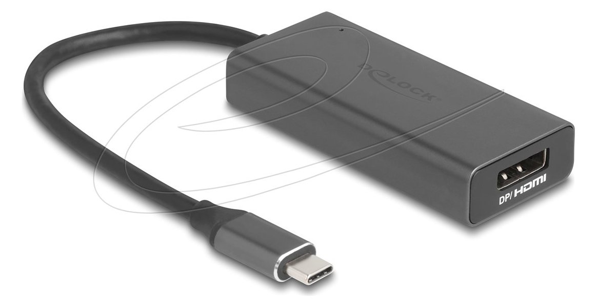 Delock Adapterkabel - 24 pin USB-C männlich zu HDMI / DisplayPort combo weiblich - Grau - 8K120Hz (7680 x 4320)