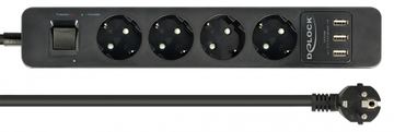 Delock Extension Socket - Steckdosenleiste - Wechselstrom 250 V - 4000 Watt - 3 x USB Typ A, 4 x CEE 7/3 von LumaTech