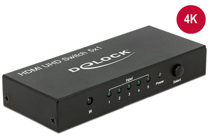 Delock HDMI UHD Switch 5 x HDMI in > 1 x HDMI out 4K