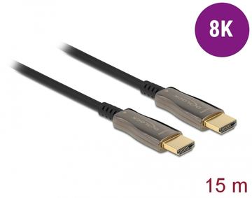 Delock High Speed - HDMI-Kabel - HDMI männlich zu HDMI männlich - 15 m - Glasfaser - Schwarz - unterstützt 8K 60 Hz von LumaTech