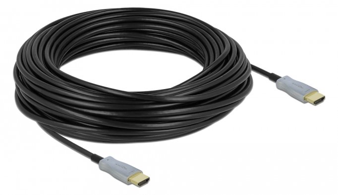 Delock High Speed - HDMI-Kabel - HDMI männlich zu HDMI männlich - 25 m - Glasfaser - Schwarz - 4K Unterstützung
