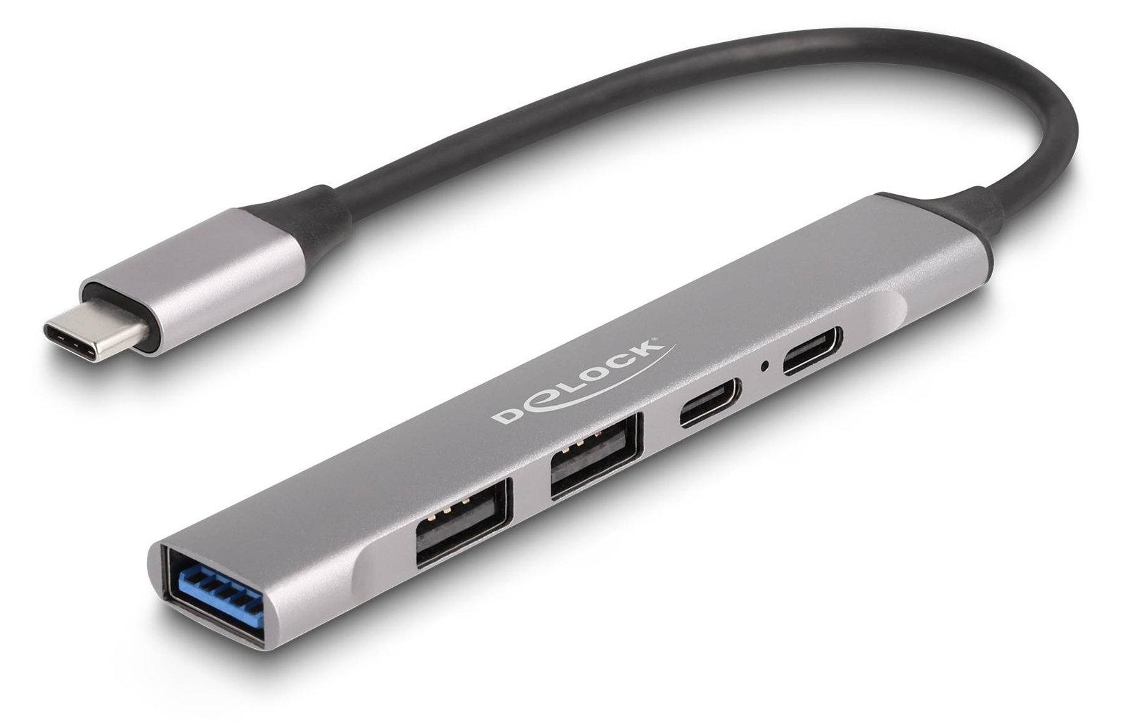 Delock Hub - 1 x USB-C (Power Delivery) + 1 x USB-C + 1 x SuperSpeed USB + 2 x USB-A 2.0