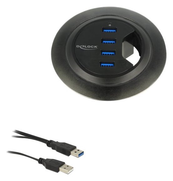 Delock In-Desk Hub - Hub - 4 x SuperSpeed USB 3.0
