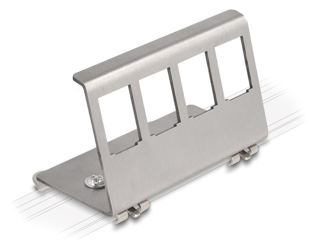 Delock Keystone Metall Halterung 4 Port für Hutschiene