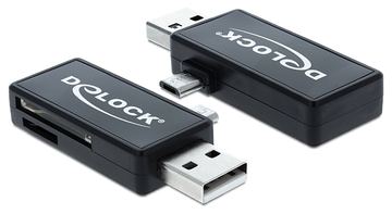 Delock Micro USB OTG Card Reader + USB A male - Kartenleser (MMC, SD, microSD, SDHC, microSDHC, SDXC, microSDXC) von LumaTech