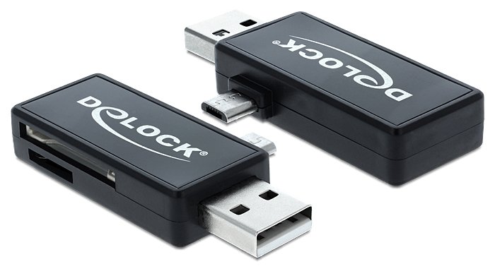 Delock Micro USB OTG Card Reader + USB A male - Kartenleser (MMC, SD, microSD, SDHC, microSDHC, SDXC, microSDXC)