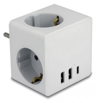 Delock Netzteil - 16 A - 6 Ausgabeanschlussstellen (USB-C, 2 x 9-polige USB Typ A, 3 x Stecker CEE 7/3) von LumaTech