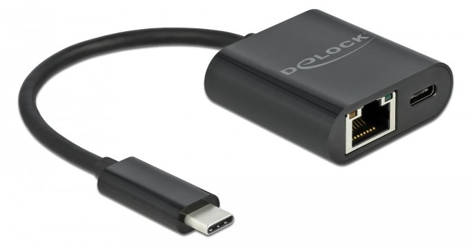 Delock Netzwerkadapter - USB-C 3.2 Gen 1 - Gigabit Ethernet x 1 + USB-C (nur Spannungsversorgung)