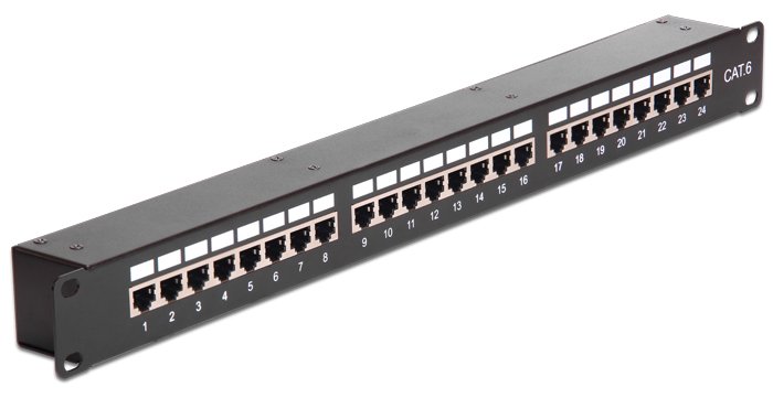 Delock Patch-Panel mit Kopplern - RJ-45 X 24 - Schwarz - 1U - 48.3 cm (19)