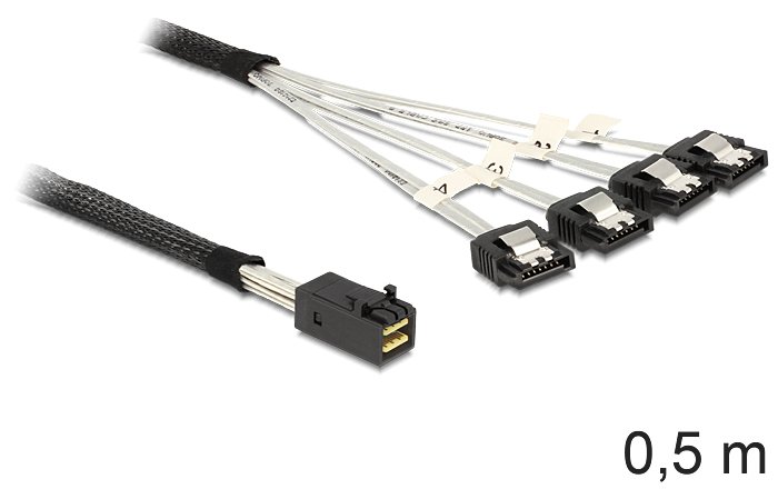 Delock SATA- / SAS-Kabel - SAS 6Gbit/s - 4-Lane - 4x Mini SAS HD (SFF-8643) von LumaTech