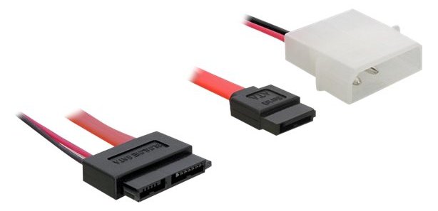 Delock SATA Slimline ALL-in-One cable - SATA-Kabel - Slimline SATA, 4-Pin interner Netzstecker (5 V)