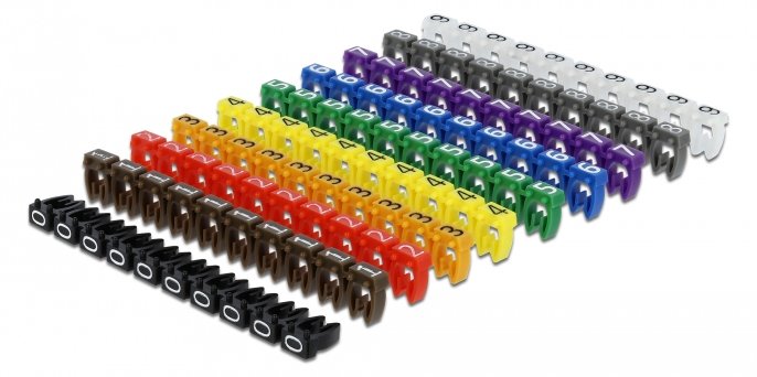 Delock Set Kabelmarker-Clips - Grau, Schwarz