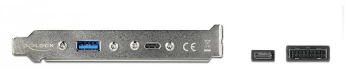 Delock Slot bracket - USB-Konsole - 19-poliger USB 3.0 Kopf, 20-poliger USB 3.1 Header zu USB Typ A, 24 pin USB-C (W)
