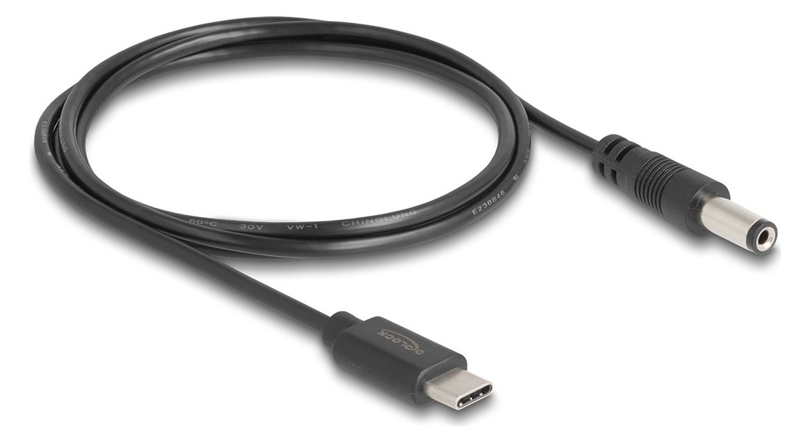 Delock Stromkabel - 24 pin USB-C (M) zu Gleichstromstecker 5,5 x 2,1 mm (M)