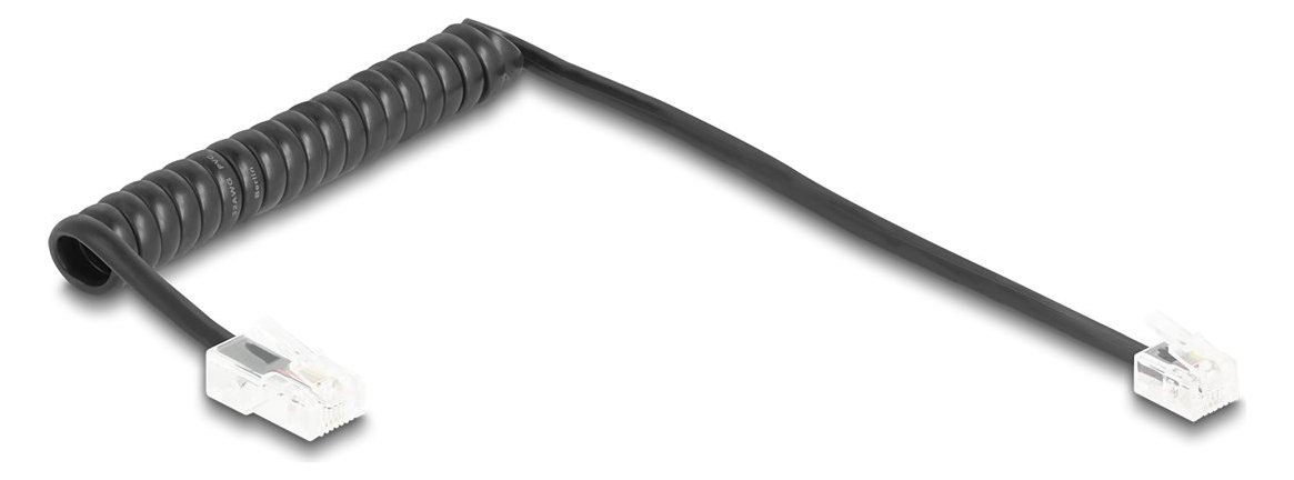 Delock Telefonkabel - RJ-11 (M) zu RJ-45 (M) - 1 m - gewickelt - Schwarz
