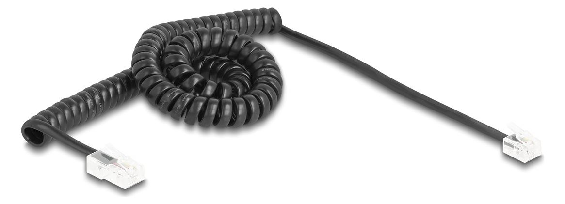 Delock Telefonkabel - RJ-11 (M) zu RJ-45 (M) - 3 m - gewickelt - Schwarz