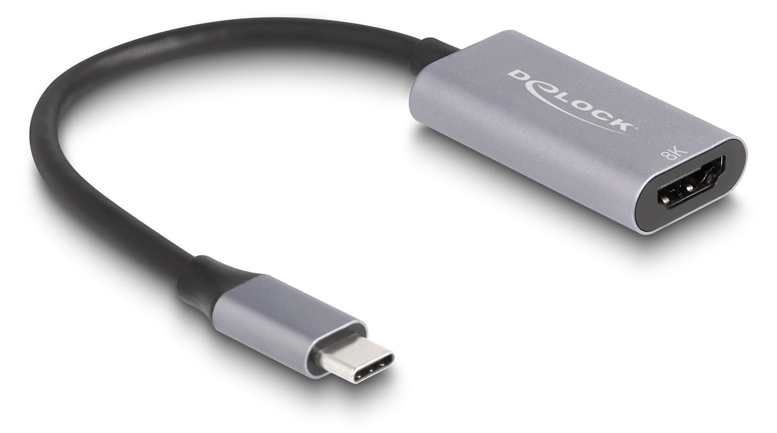 Delock Ultra High Speed - Videoadapter - 24 pin USB-C männlich zu HDMI weiblich - 15 cm - Grau/Schwarz - unterstützt 8K