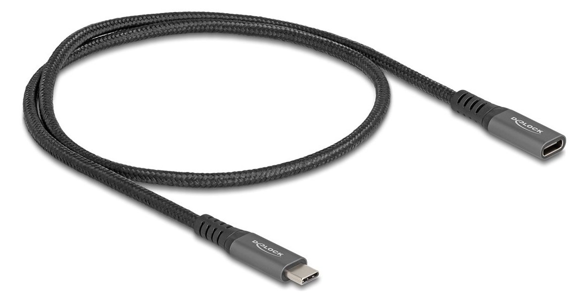 Delock USB 10 Gbps Verlängerungskabel Type-C Stecker zu Buchse PD 3.0 100 W 0.5 m grau