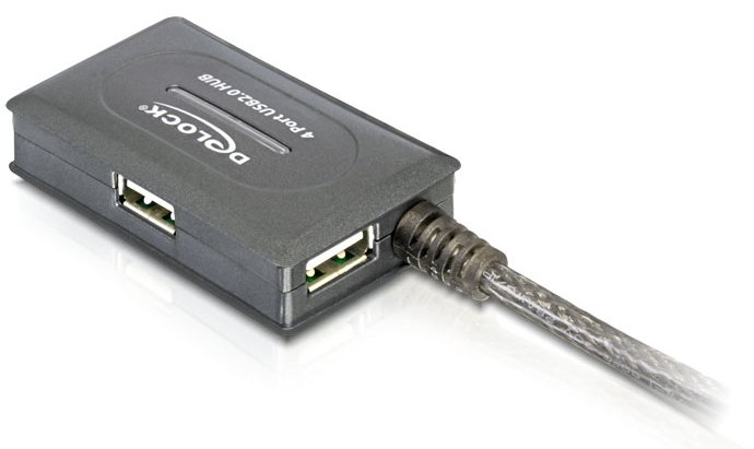 Delock USB 2.0 Extension Cable 10 m active with 4 port Hub
