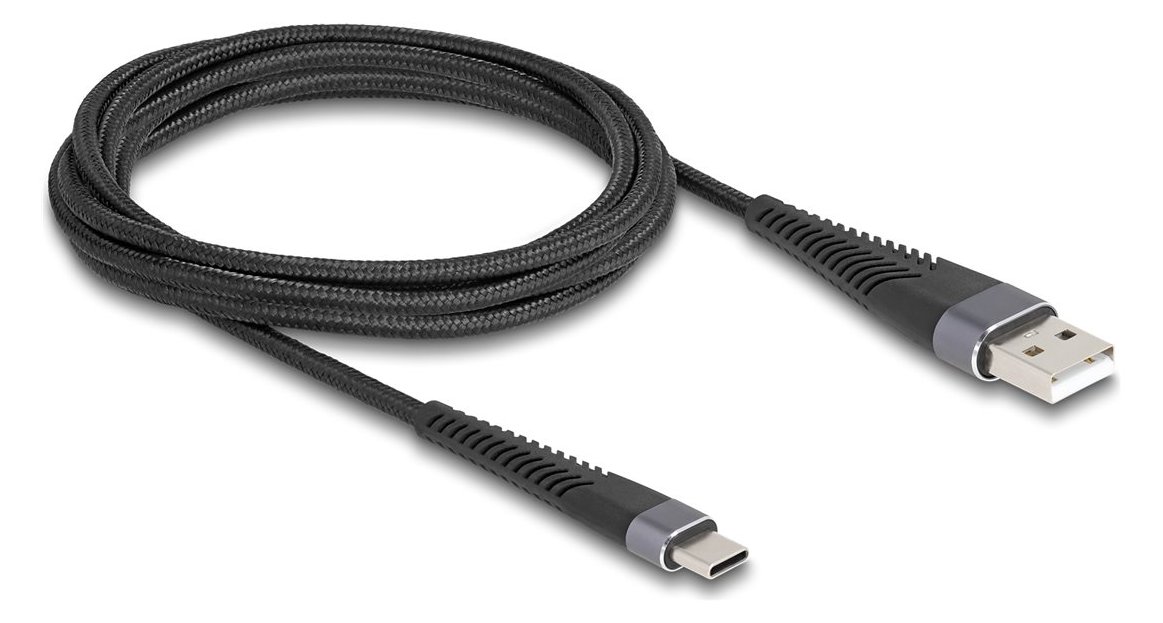 Delock USB 2.0 Kabel Typ-A Stecker zu Type-C mit verlängertem Knickschutz - 2 m - Kabel - Digital/Daten
