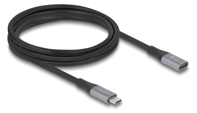Delock USB 40 Gbps Verlängerungskabel Type-C Stecker zu Buchse PD 3.1 240 W 2 m grau - Digital/Daten