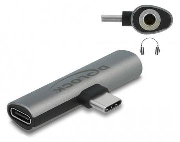 Delock USB-C zu Kopfhöreranschluss / Ladeadapter - USB-C männlich zu Mini-Stecker, USB-C weiblich - Grau von LumaTech