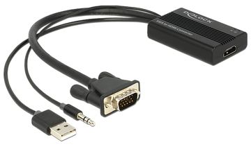 Delock VGA to HDMI Adapter with Audio - Video- / Audio-Adapter - DB-15, Mini-Stecker, USB (nur Strom) von LumaTech