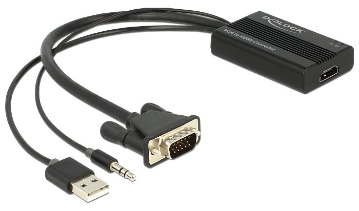 Delock VGA to HDMI Adapter with Audio - Video- / Audio-Adapter - DB-15, Mini-Stecker, USB (nur Strom)
