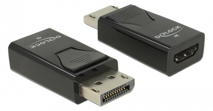 Delock Videoadapter - DisplayPort männlich zu HDMI weiblich - Schwarz - passiver Konverter, unterstützt 4K 30 Hz