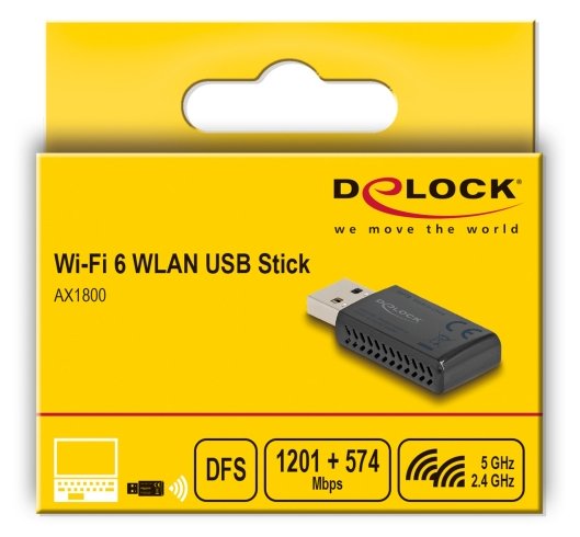 Delock Wi-Fi 6 Dualband WLAN USB Stick AX1800 1201+ 574 Mbps - WLAN - 1.775 Mbps