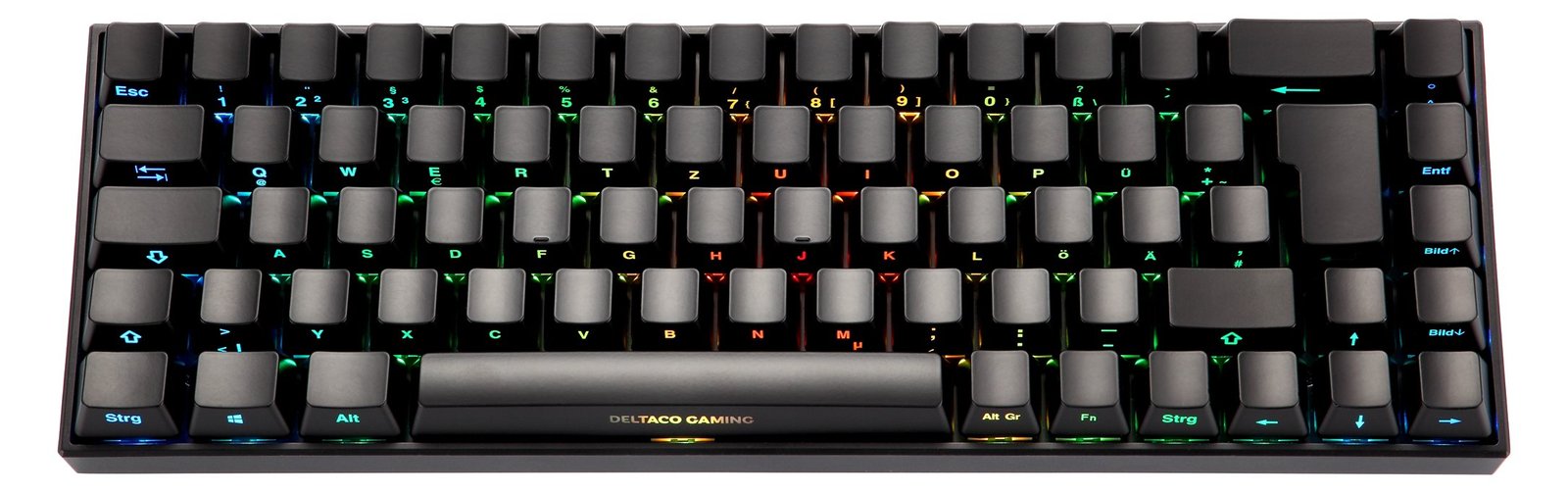 Deltaco GAM-100-DE - Verkabelt & Kabellos - Mechanischer Switch - RGB-LED - Schwarz - TL: Deutsch, QWERTZ
