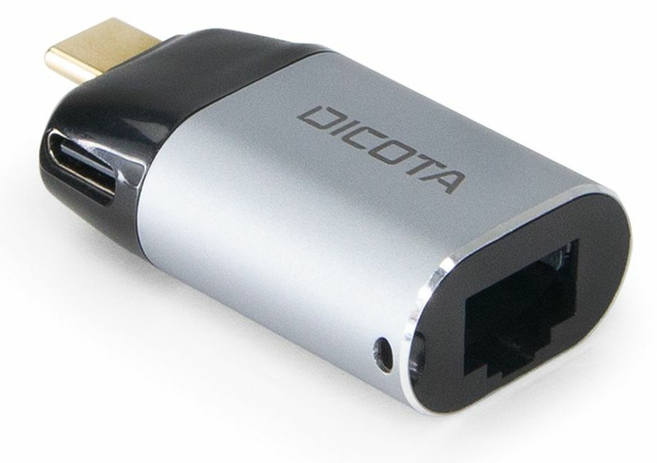 Dicota USB-C to Ethernet Mini Adapter with PD 100W silver - Adapter - Digital/Daten
