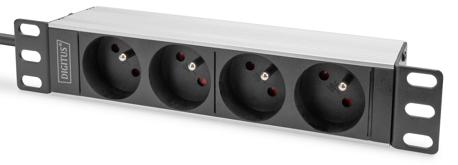 DIGITUS 10 Steckdosenleiste mit Aluminiumprofil, 4-fach CEE 7/5 Steckdosen