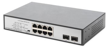 DIGITUS 8-Port Gigabit PoE Switch, 19 Zoll, Unmanaged, 2 Uplinks von LumaTech