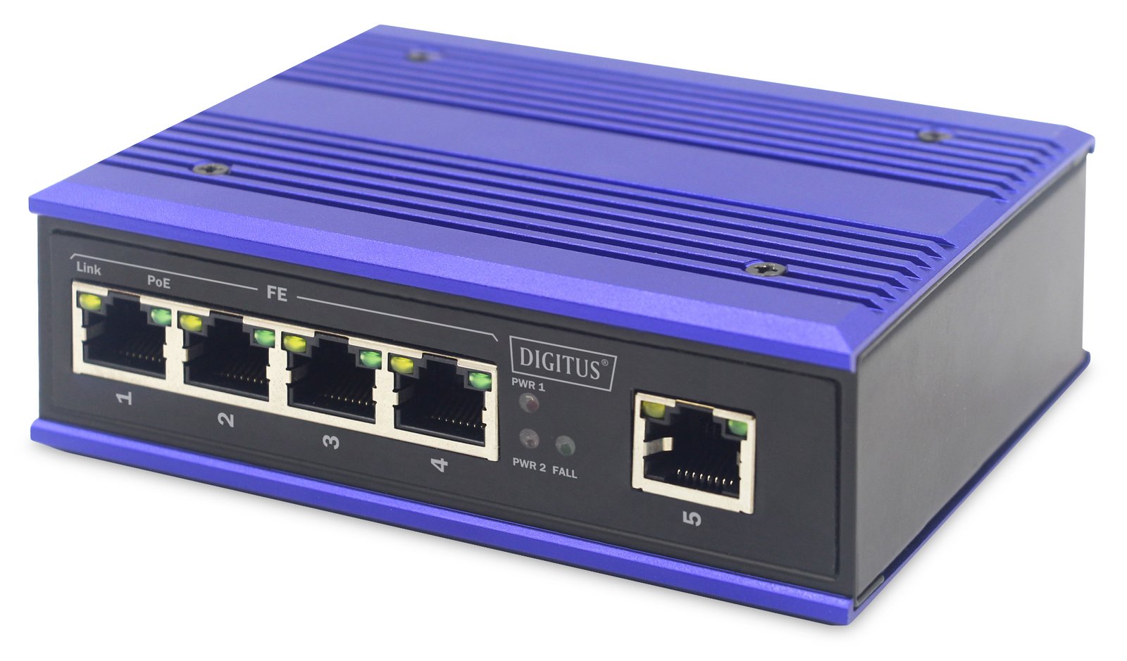 DIGITUS Industrial 4-Port Fast Ethernet PoE Switch, Unmanaged, 1 Uplink