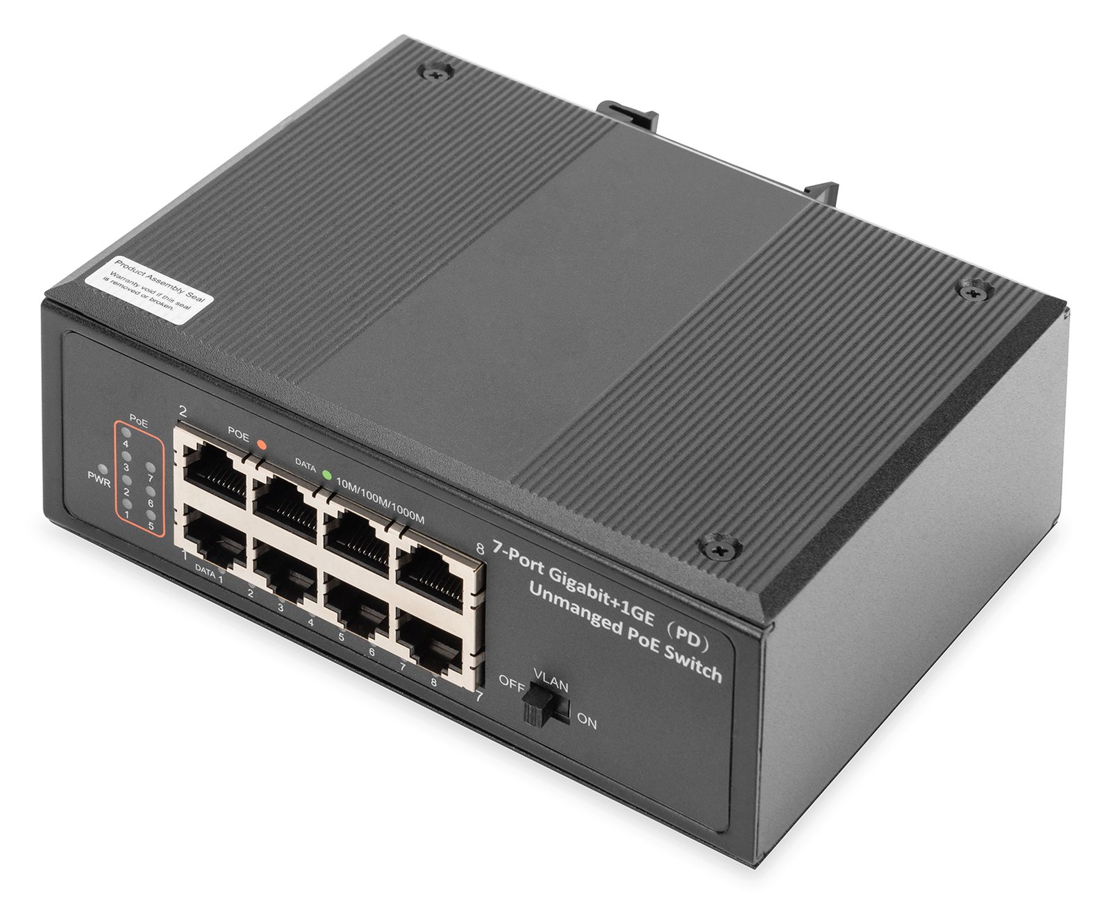 DIGITUS Industrial 7-Port Gigabit PoE Switch, Unmanaged