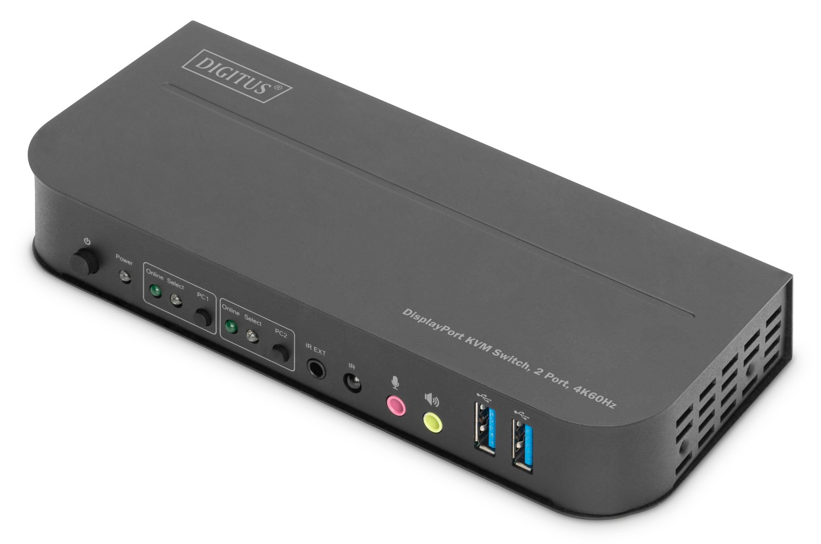 DIGITUS KVM-Switch, 2-Port, 4K60Hz, 2 x DP in,  1 x DP/HDMI out