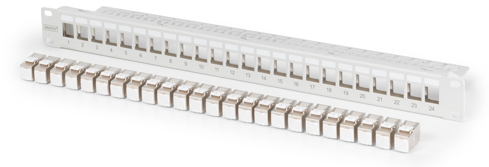 DIGITUS Modulares Patch Panel, 24-Port, bestückt mit 24x DN-93615
