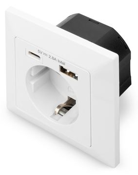 DIGITUS Sicherheits-Steckdose für Unterputzmontage mit 1 x USB Type-C, 1 x USB A von LumaTech