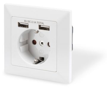 DIGITUS Sicherheits-Steckdose für Unterputzmontage mit 2 USB-Ports von LumaTech