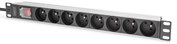 DIGITUS Steckdosenleiste mit Aluminiumprofil und Schalter, 8-fach CEE 7/5, 2 m Zuleitung Schutzkontaktstecker von LumaTech