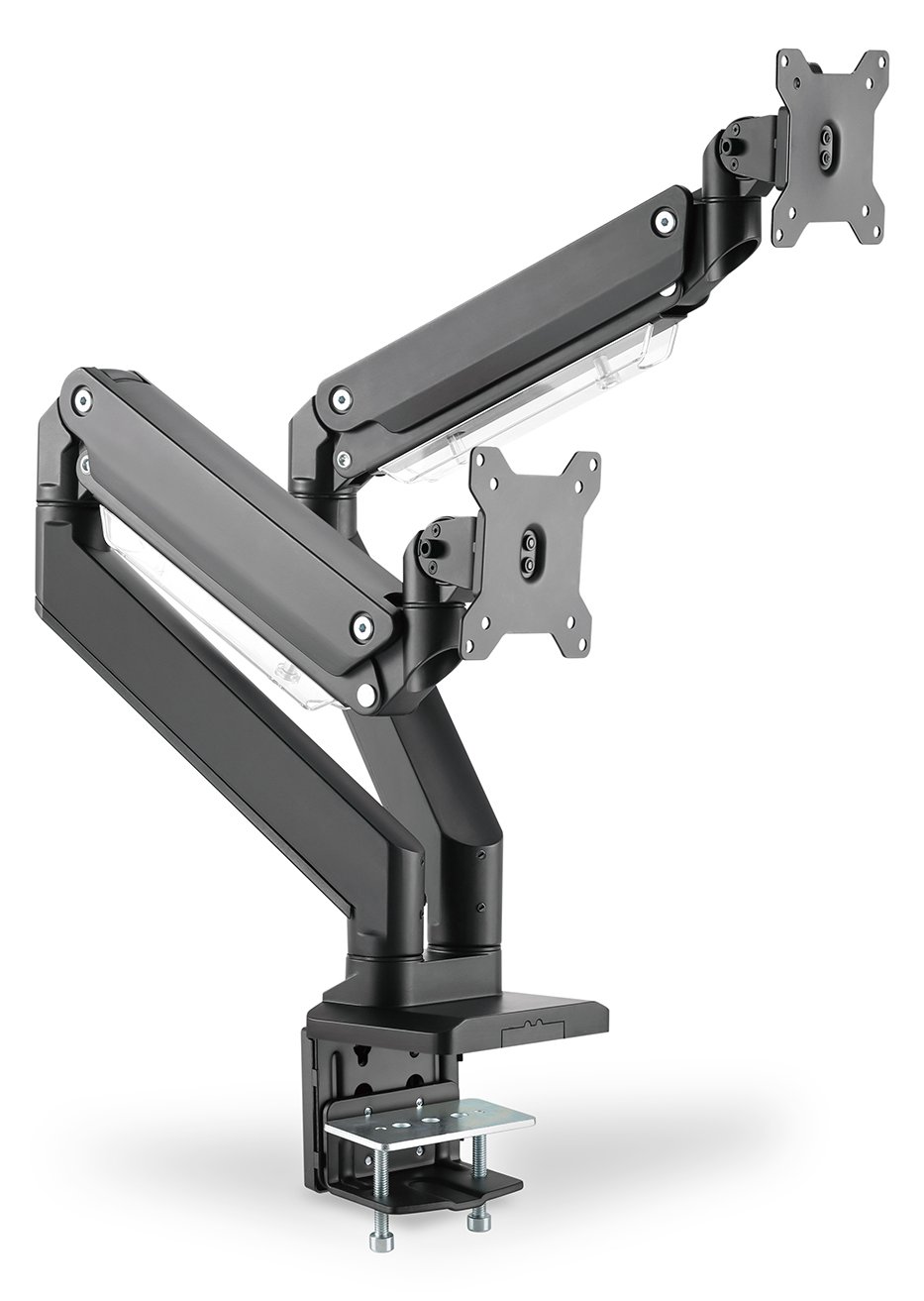DIGITUS Universal Dual Monitorhalter mit Gasdruckfeder und Klemmbefestigung