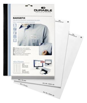 Durable BADGEFIX - Seidig - selbstklebend - weiß von LumaTech