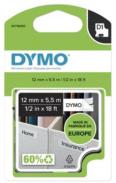 Dymo D1 - Polyester - permanenter Klebstoff - Schwarz auf Weiß - Rolle (1,2 cm x 5,5 m) von LumaTech
