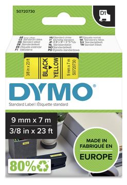 Dymo D1 - Polyester - selbstklebend - Schwarz auf Gelb - Rolle (0,9 cm x 7 m)