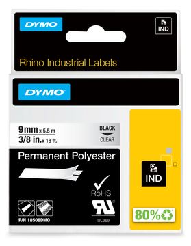 Dymo D1 - Schwarz auf durchsichtig - Rolle (0,9 cm x 7 m) von LumaTech