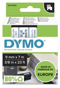 Dymo D1 - Selbstklebend - blau auf weiß - Rolle (0,95 cm x 7 m) von LumaTech