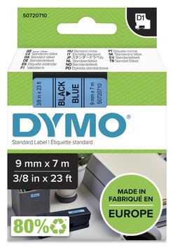 Dymo D1 - Selbstklebend - Schwarz auf Blau - Rolle (0,9 cm x 7 m)